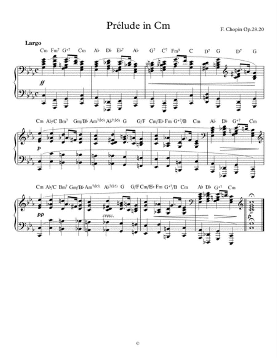 Prélude in Cm Op.28.20 w/ Chord Symbols Piano Solo scores gallery preview page 1