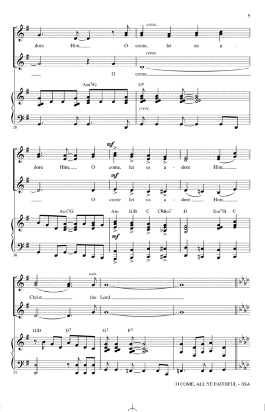 O Come, All Ye Faithful (arr. Mac Huff) SSA scores gallery preview page 4