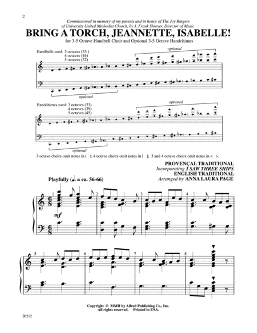 Bring a Torch, Jeannette, Isabelle! Handbell Choir scores gallery preview page 2