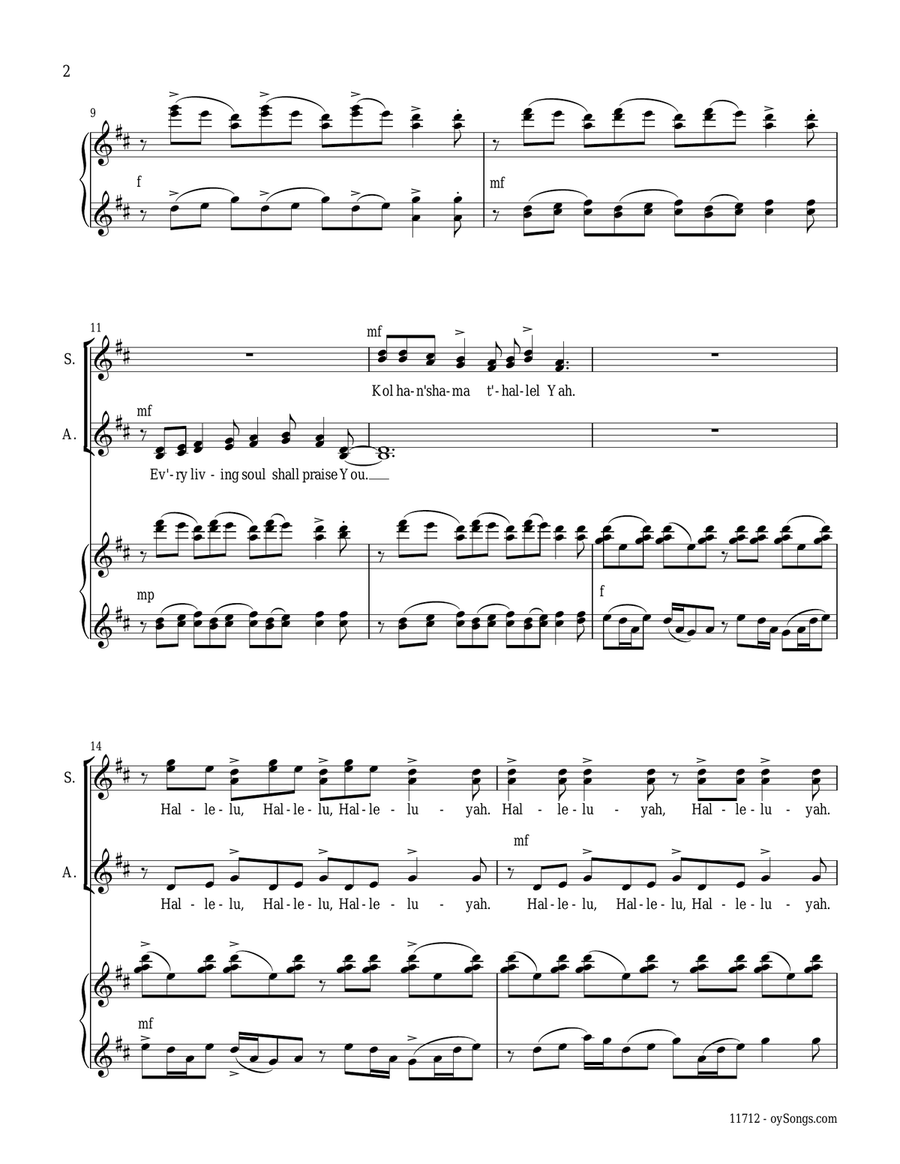 Halleluyah (Psalm 150) SSA scores gallery preview page 2