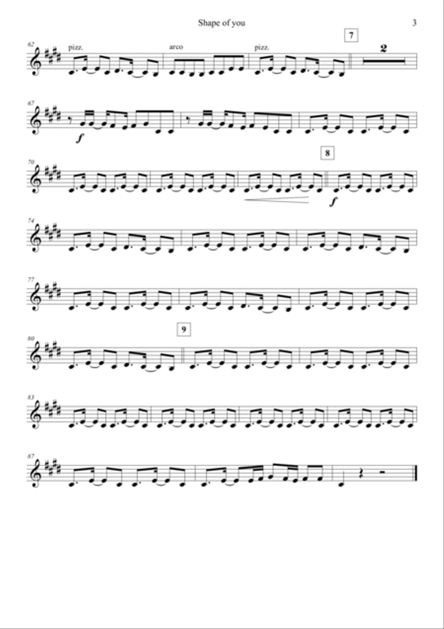 Shape Of You String Quartet scores gallery preview page 3
