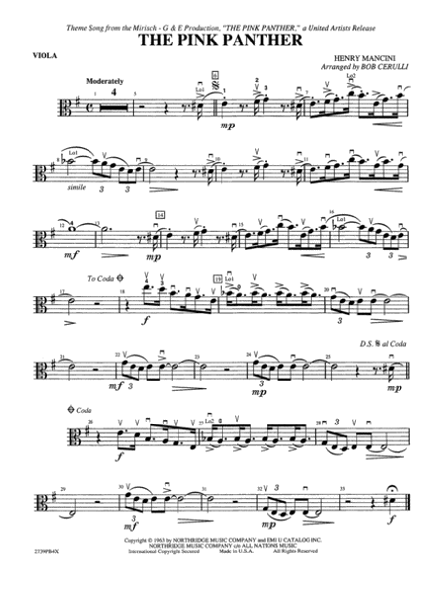The Pink Panther: Viola The Pink Panther: Viola String Orchestra scores gallery preview page 1
