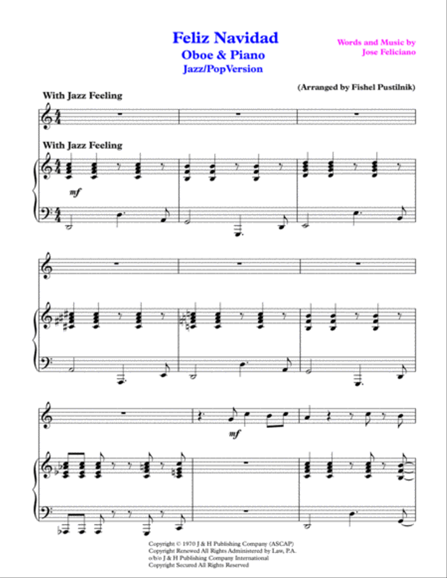 Feliz Navidad Piano scores gallery preview page 2