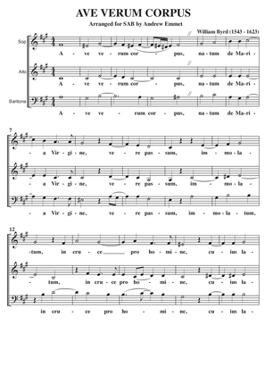 Ave Verum Corpus (Byrd) A Cappella SAB