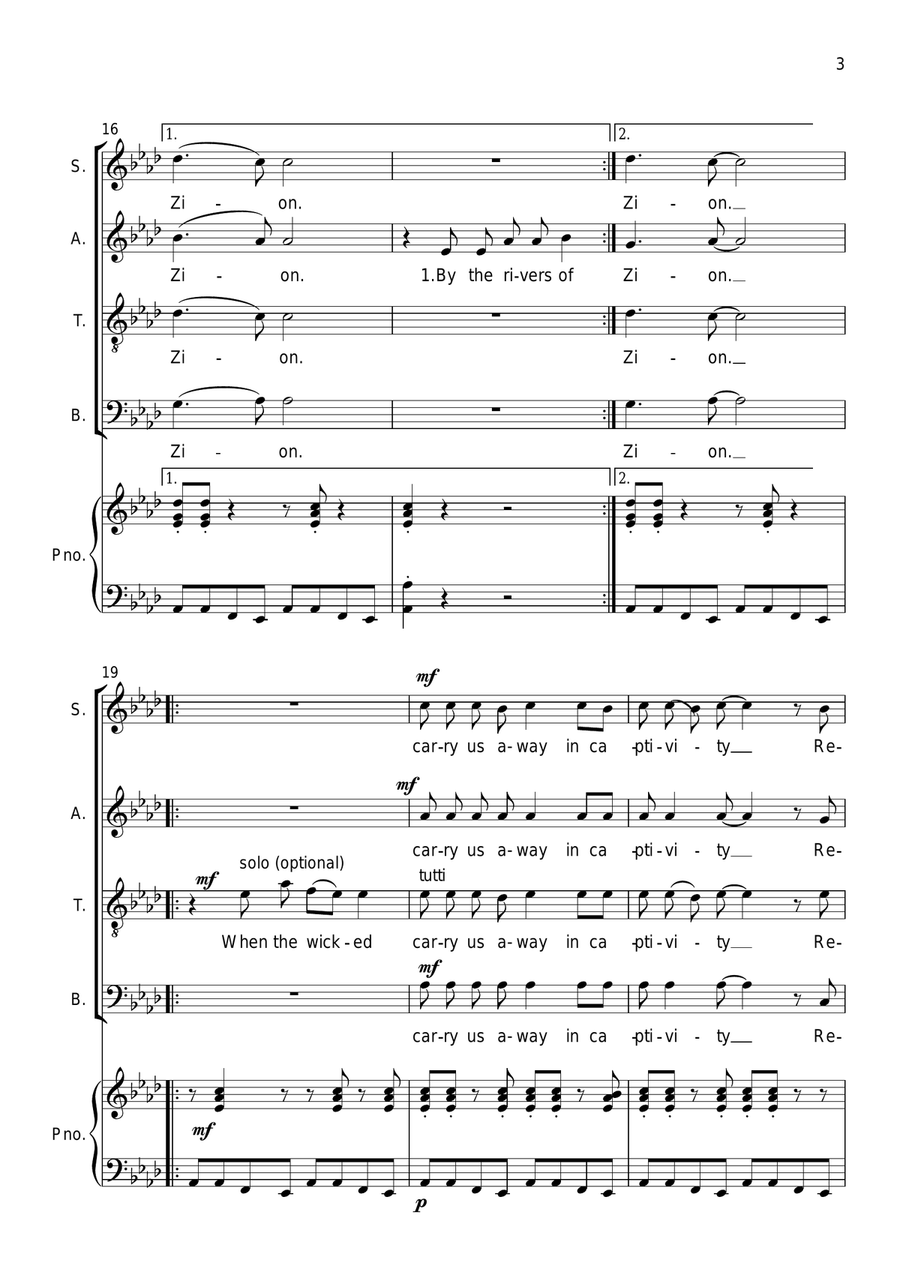Rivers Of Babylon 4-Part scores gallery preview page 4
