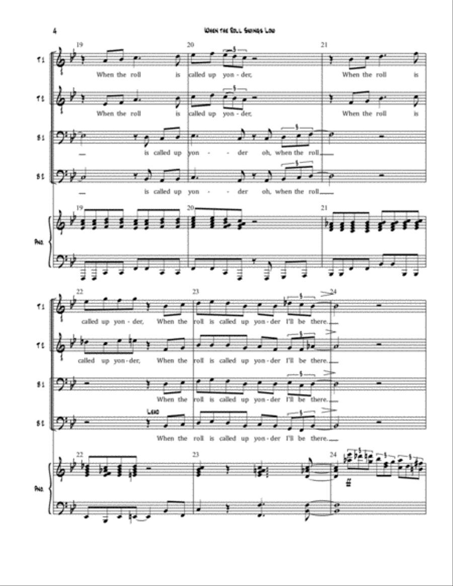 When the Roll Swings Low for Men's Quartet and Piano TTBB scores gallery preview page 4