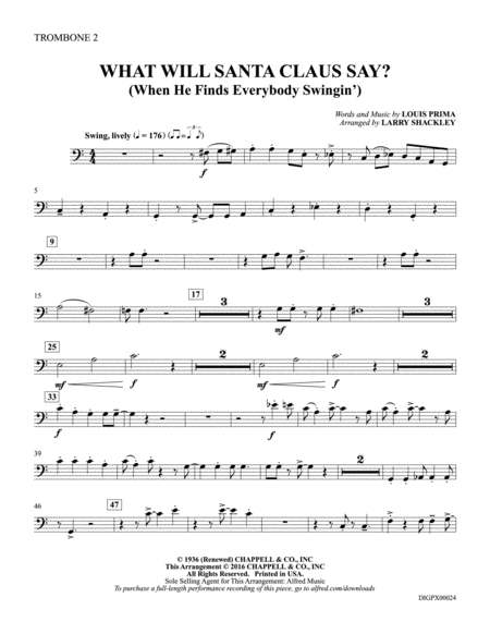 What Will Santa Claus Say? (When He Finds Everybody Swingin'): Trombone 2