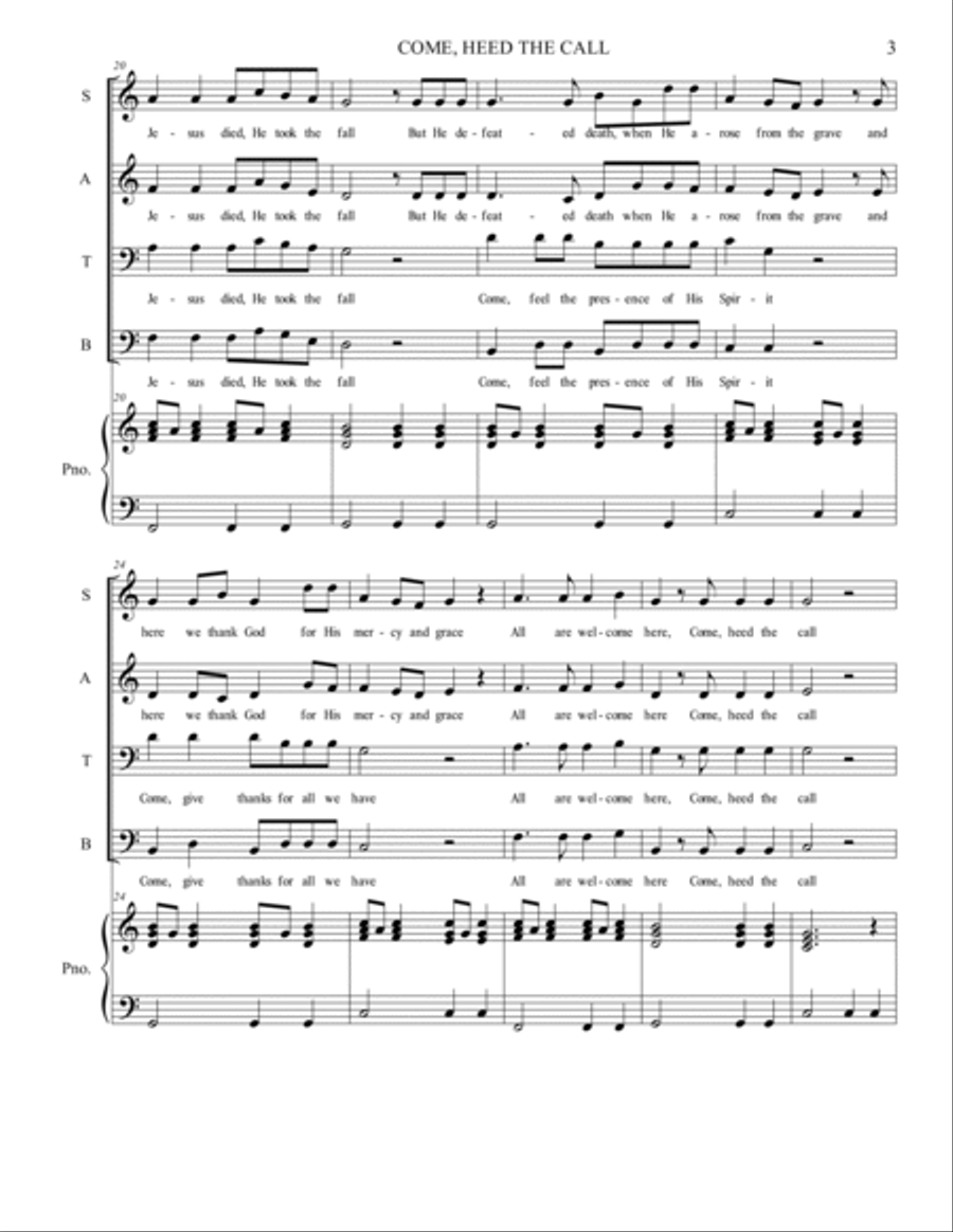 Come, Heed the Call Come, Heed the Call 4-Part scores gallery preview page 3
