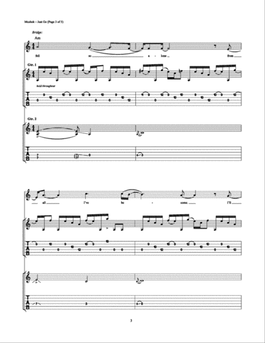 Just Go Just Go Electric Guitar scores gallery preview page 3