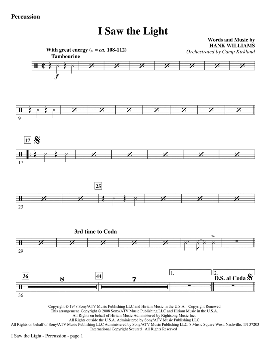 I Saw The Light - Percussion Choir scores gallery preview page 1
