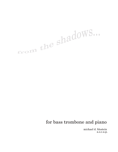 From the Shadows (Bass Trombone solo with piano accompaniment) image number null