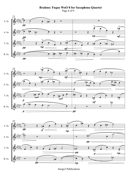 Brahms: Fugue, WoO 8, for Saxophone Quartet image number null
