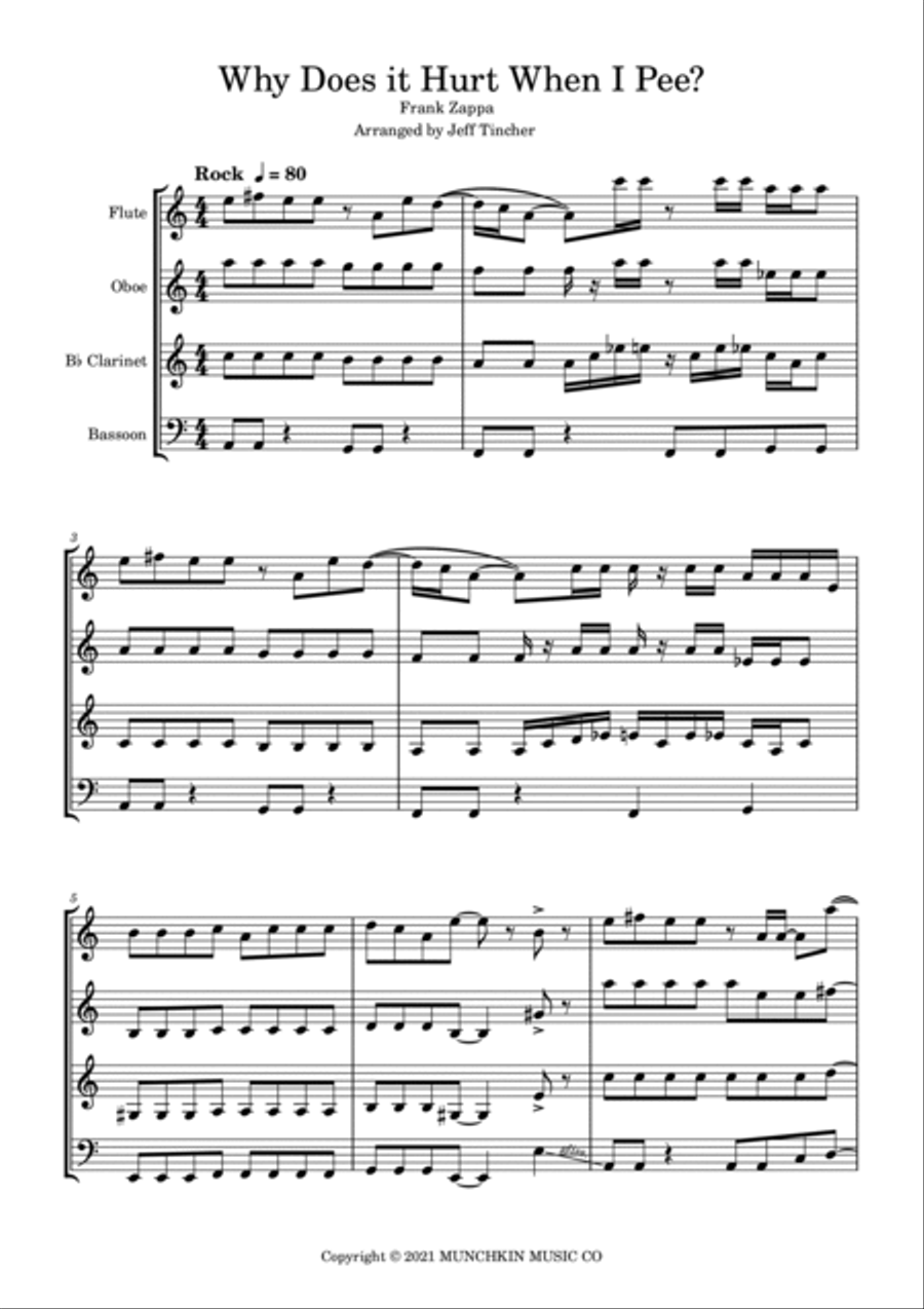 Why Does It Hurt When I Pee Woodwind Quartet scores gallery preview page 2