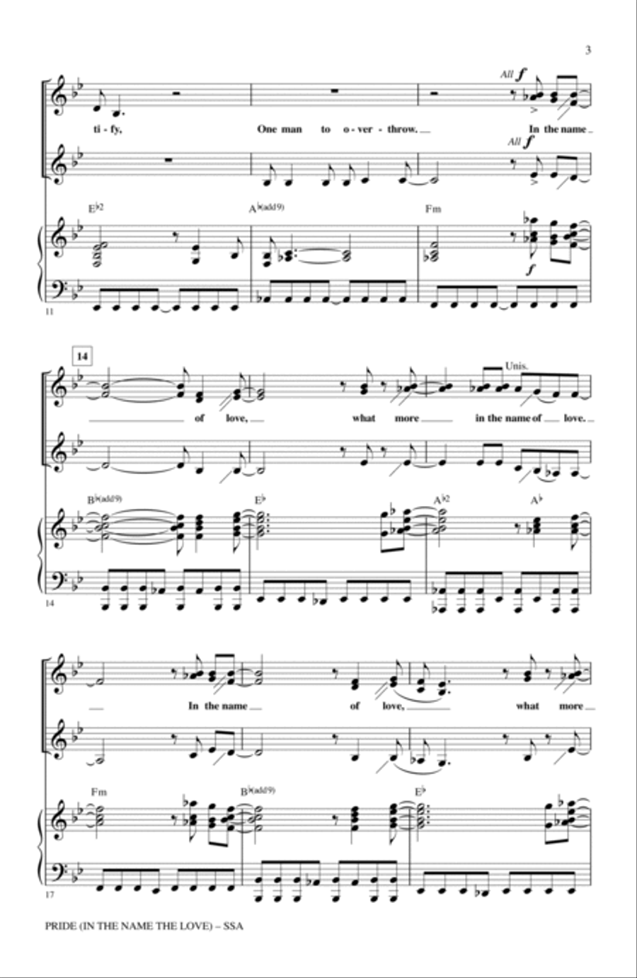 Pride (In The Name Of Love) (arr. Mark Brymer) SSA scores gallery preview page 2