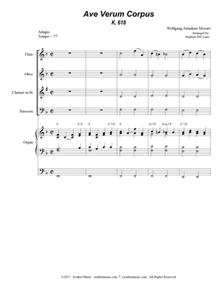 Book cover for Ave Verum Corpus (Woodwind Quartet - Organ accompaniment)