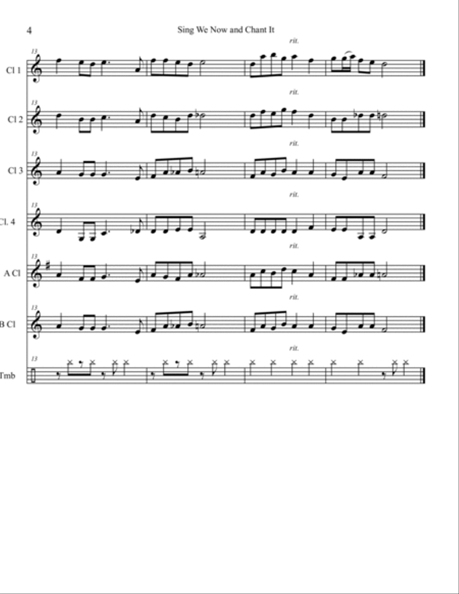 Sing We Now and Chant It for Clarinet Choir Clarinet Choir scores gallery preview page 4
