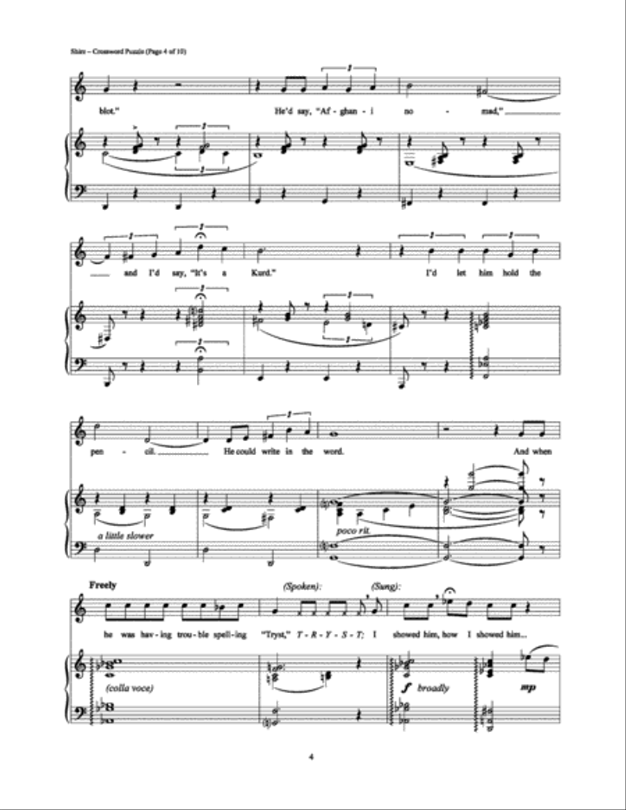 Crossword Puzzle Piano, Vocal, Guitar scores gallery preview page 4