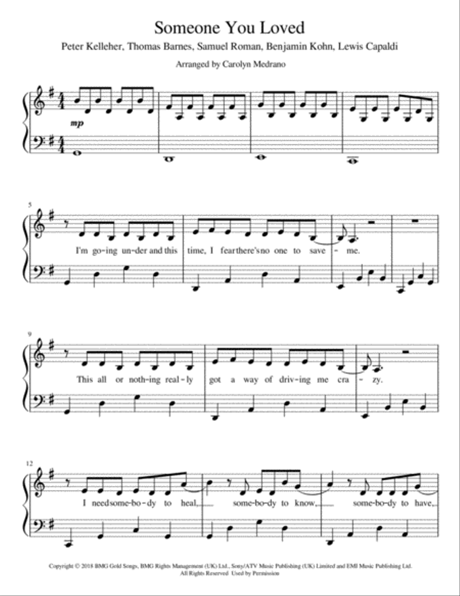 Someone You Loved Someone You Loved Piano Solo scores gallery preview page 1