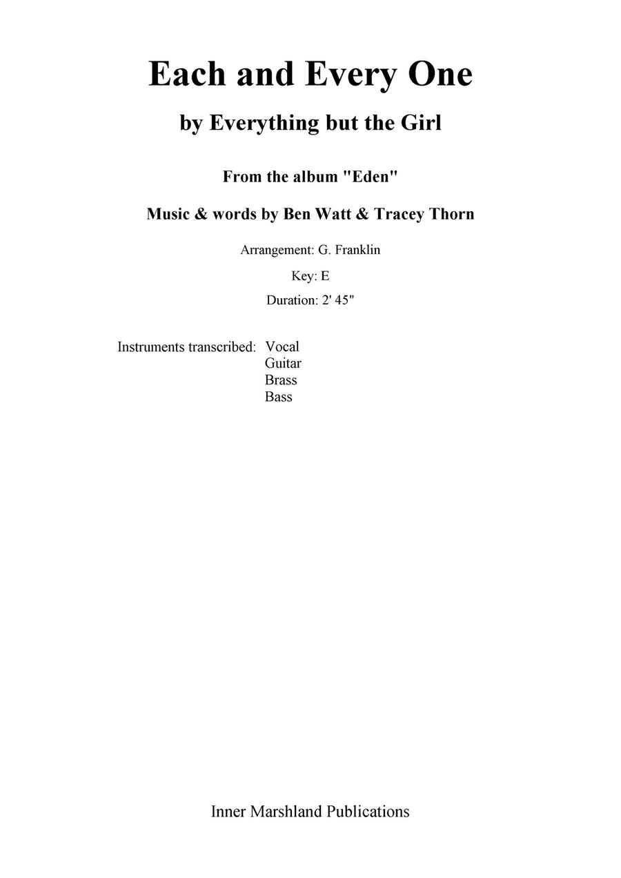 Each And Every One Piano, Vocal scores gallery preview page 1