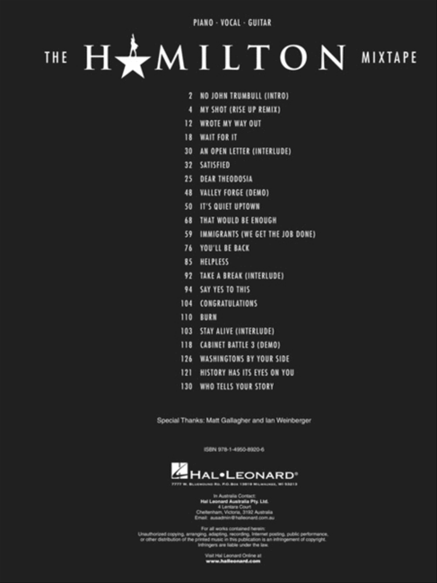 The Hamilton Mixtape Piano, Vocal, Guitar scores gallery preview page 3