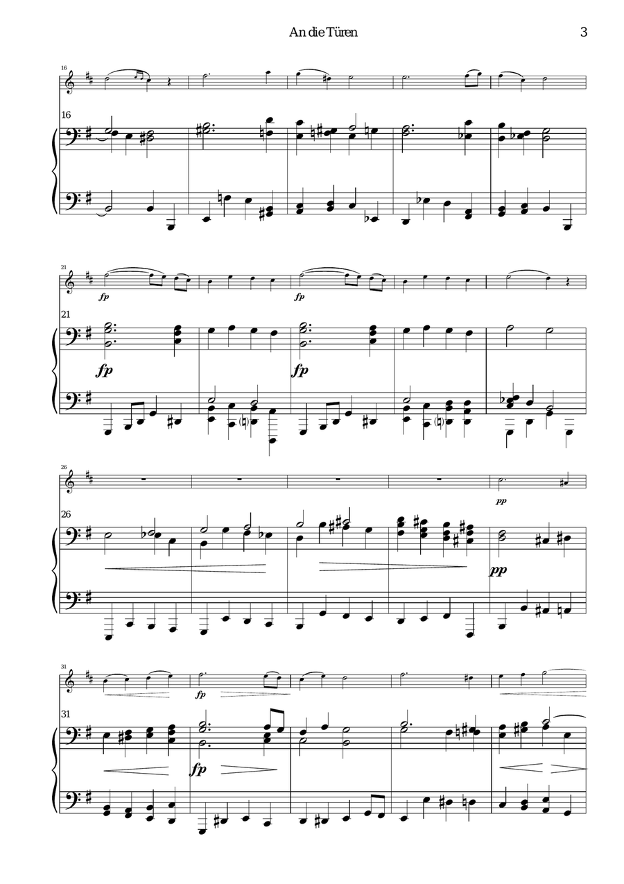 An die Türen (I will creep up to the doors) for cor anglais and piano English Horn scores gallery preview page 3