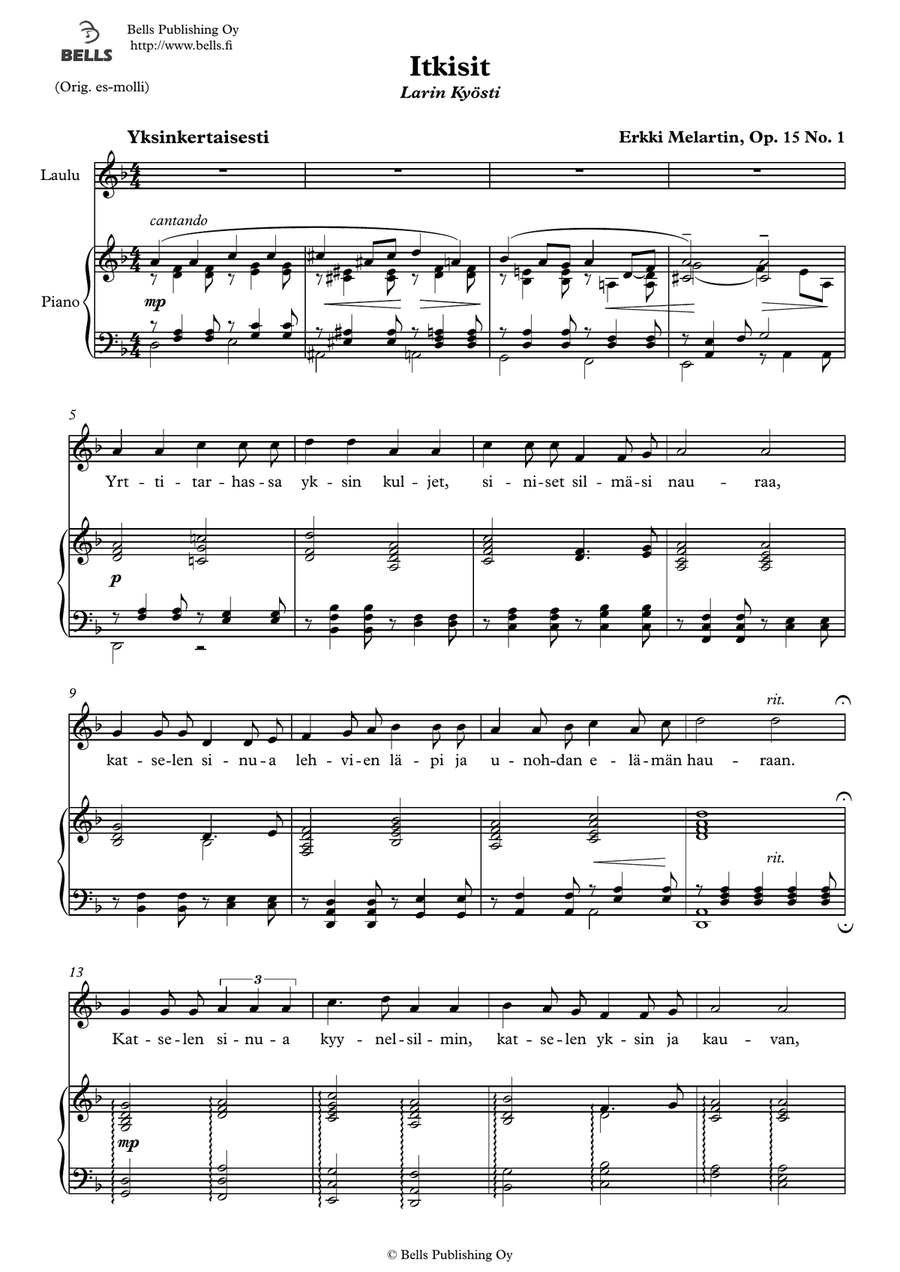 Itkisit, Op. 15 No. 1 (D minor)