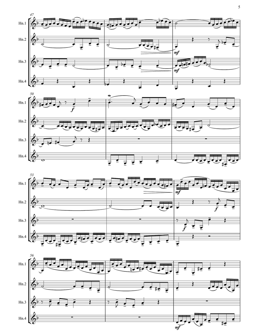 Little Fugue in G minor arranged for French Horn Quartet French Horn Quartet scores gallery preview page 6