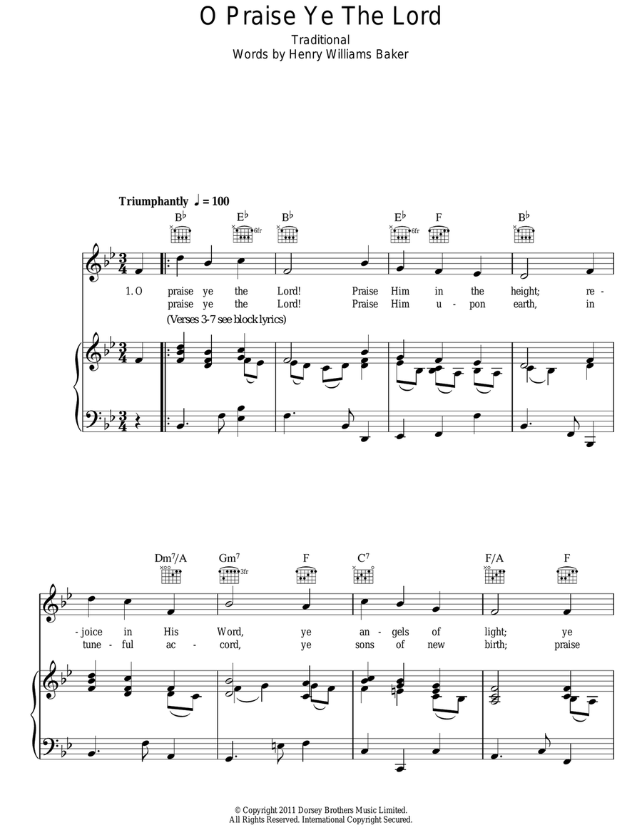 O Praise Ye The Lord Guitar scores gallery preview page 1