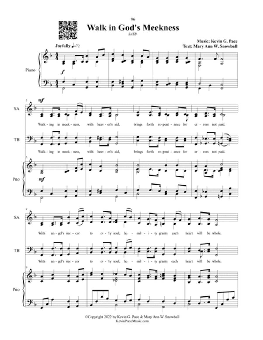 Walk In God's Meekness, sacred music for SATB choir image number null