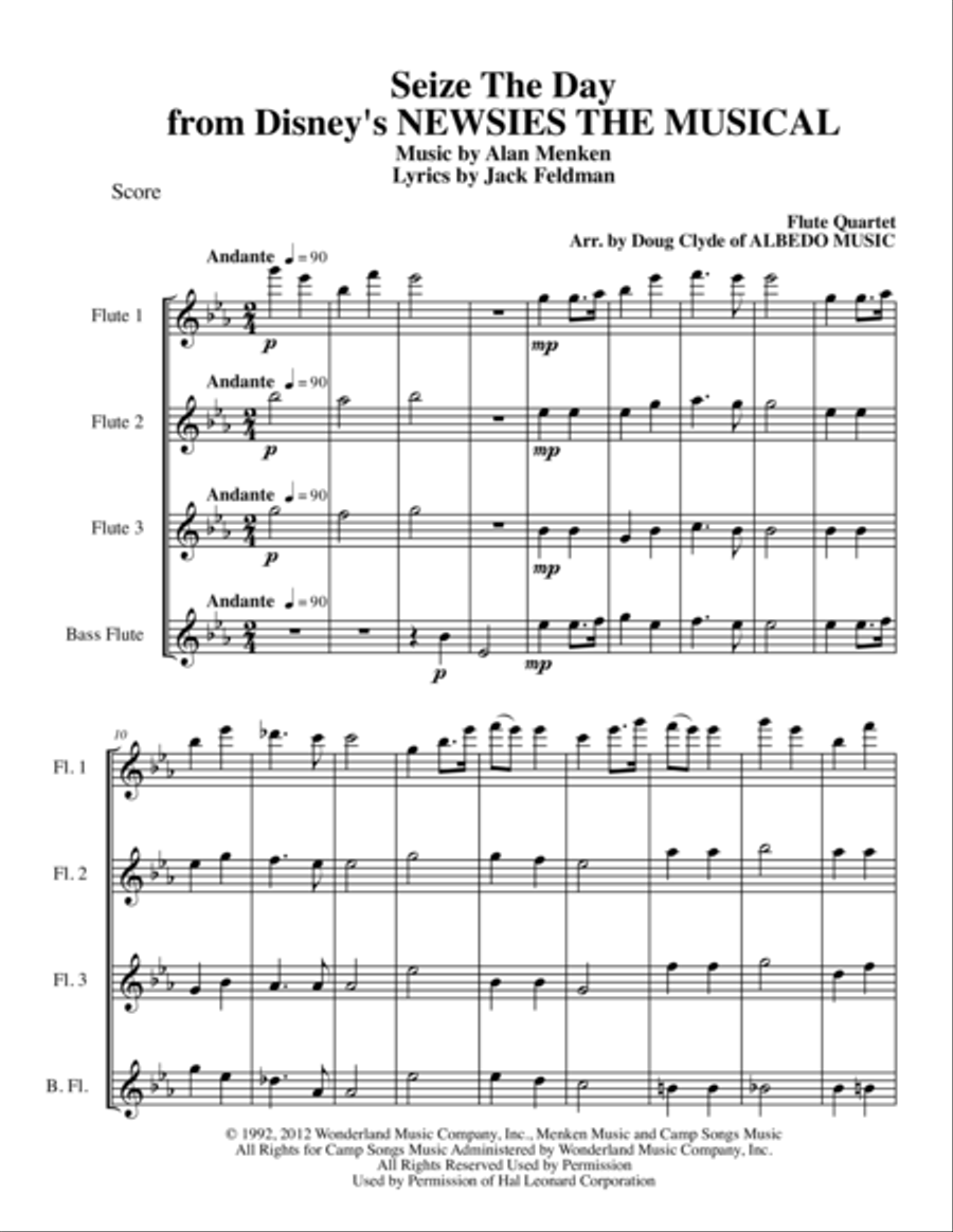 Seize The Day Woodwind Quartet scores gallery preview page 1