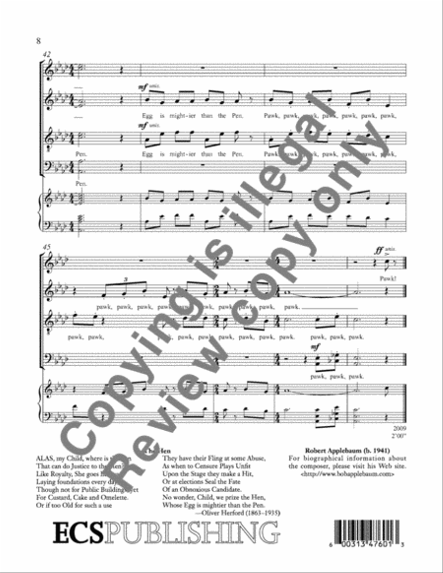 Three Bird Songs: 2. The Hen Divisi scores gallery preview page 8