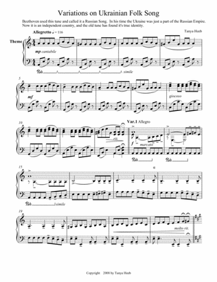 Variations on Ukrainian Folk Song for piano