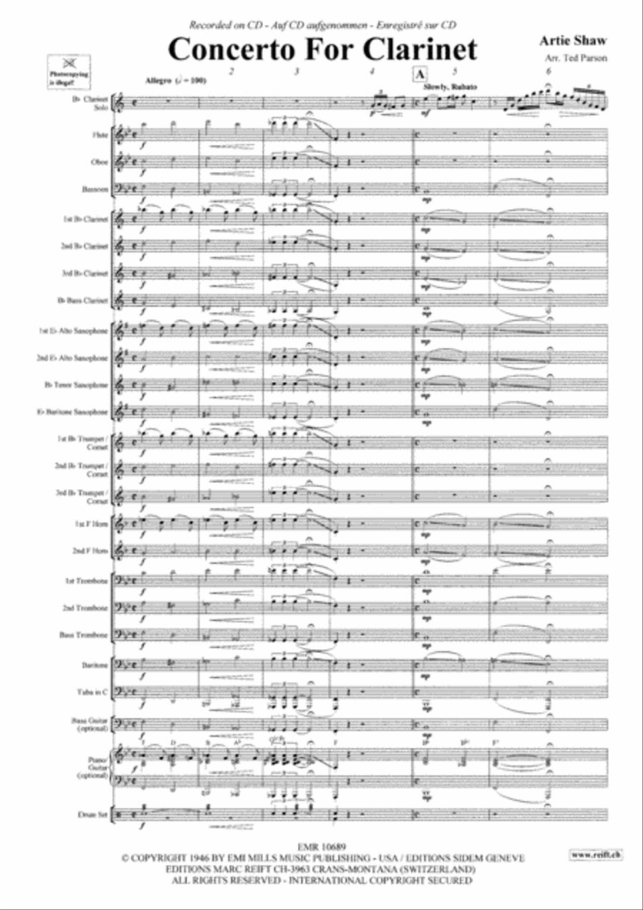 Concerto For Clarinet Concert Band scores gallery preview page 4