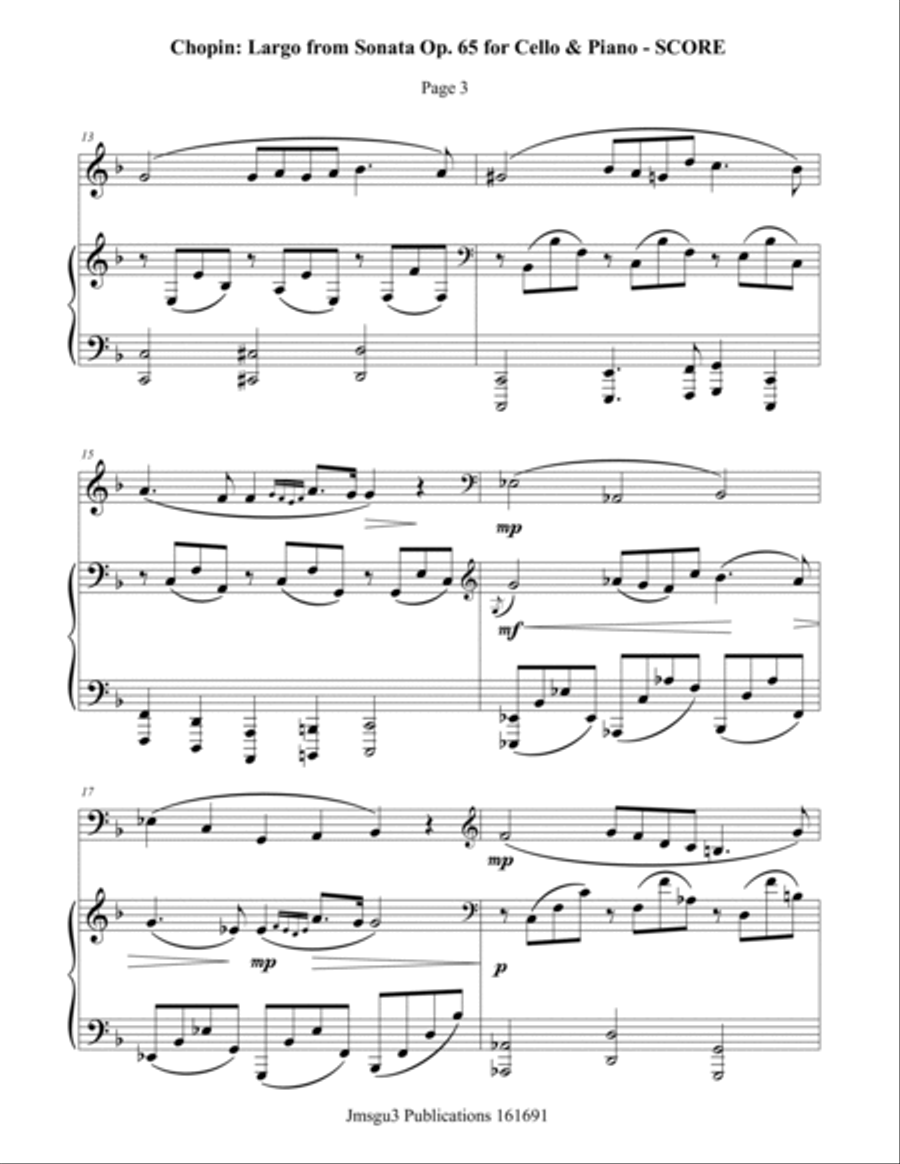 Chopin: Largo from Op. 65 for Cello & Piano Piano scores gallery preview page 3