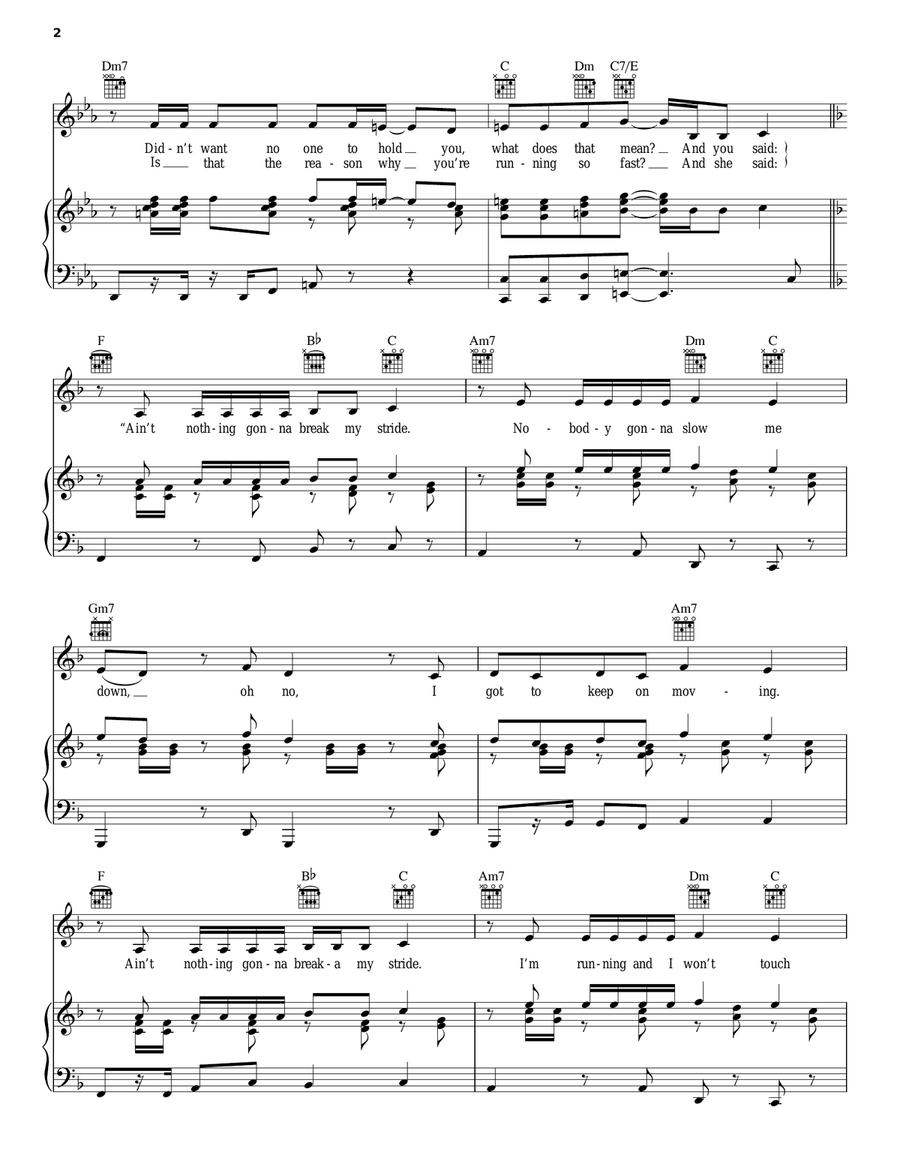 Break My Stride Piano, Vocal, Guitar scores gallery preview page 2
