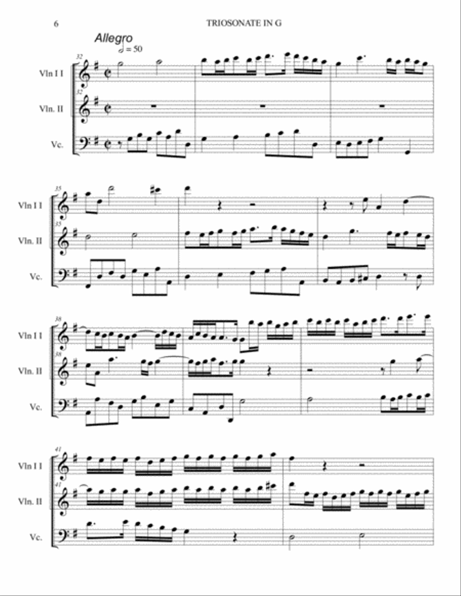 TRIOSONATA IN G - Arr. for Trio String TRIOSONATA IN G - Arr. for Trio String String Trio scores gallery preview page 6