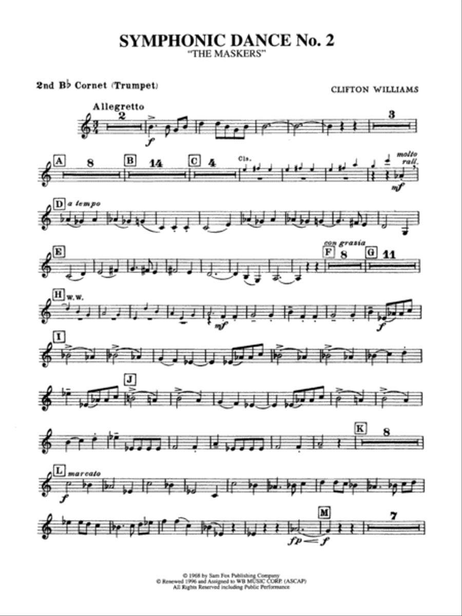Symphonic Dance No. 2: 2nd B-flat Cornet Concert Band scores gallery preview page 1