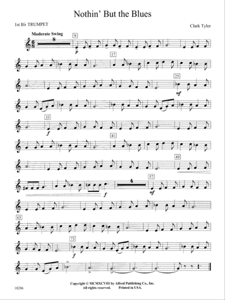 Nothin' but the Blues: 1st B-flat Trumpet Concert Band scores gallery preview page 1