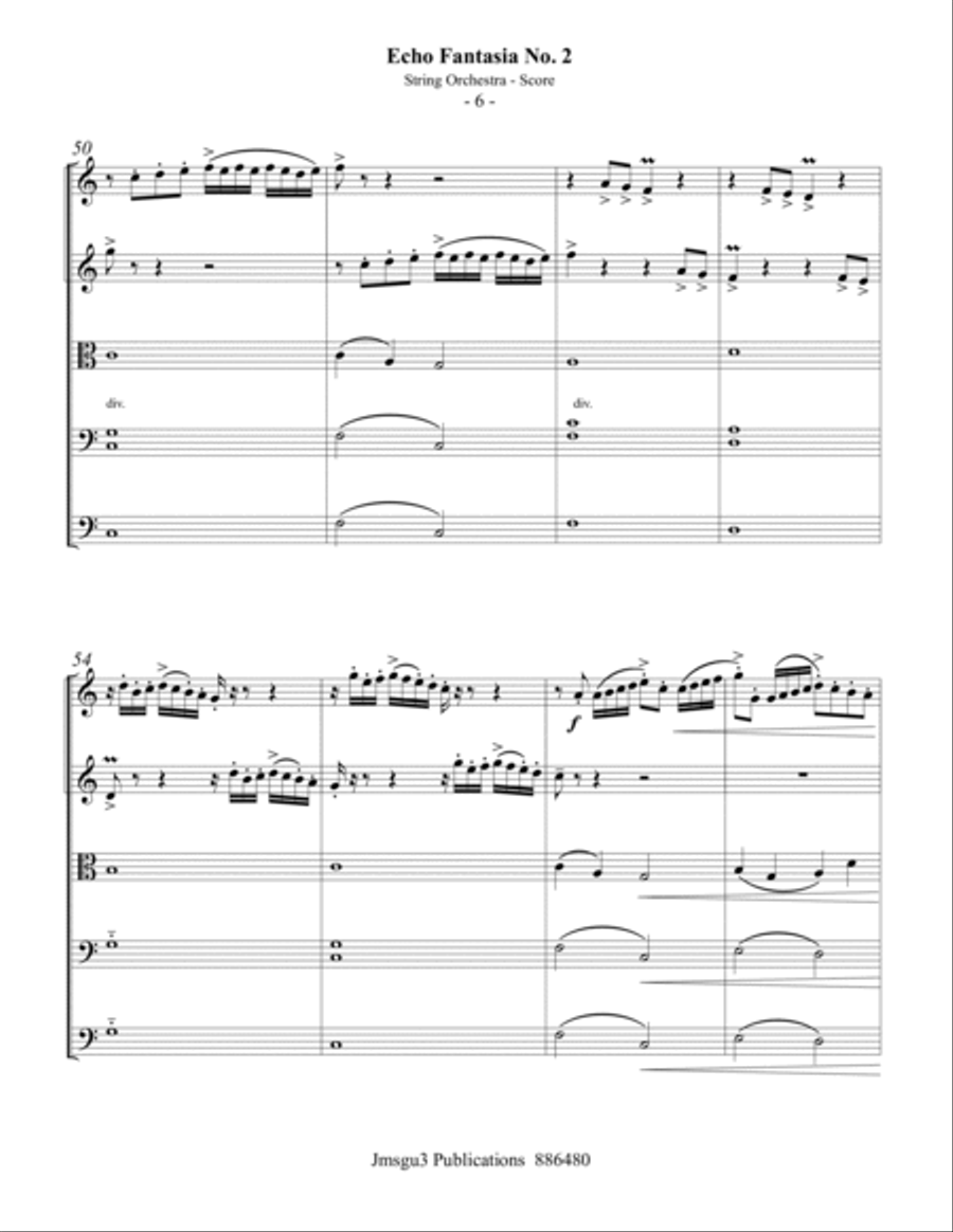 Sweelinck: Echo Fantasia No. 2 for String Orchesrta - Score Only String Orchestra scores gallery preview page 6