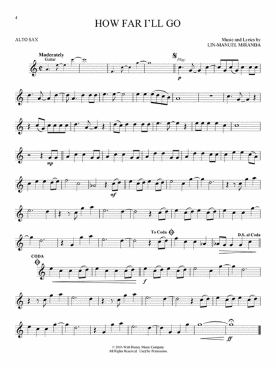 Moana Moana Alto Saxophone scores gallery preview page 3