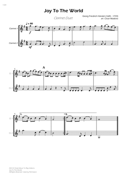 Joy To The World - Clarinet Duet (Full Score and Parts) image number null