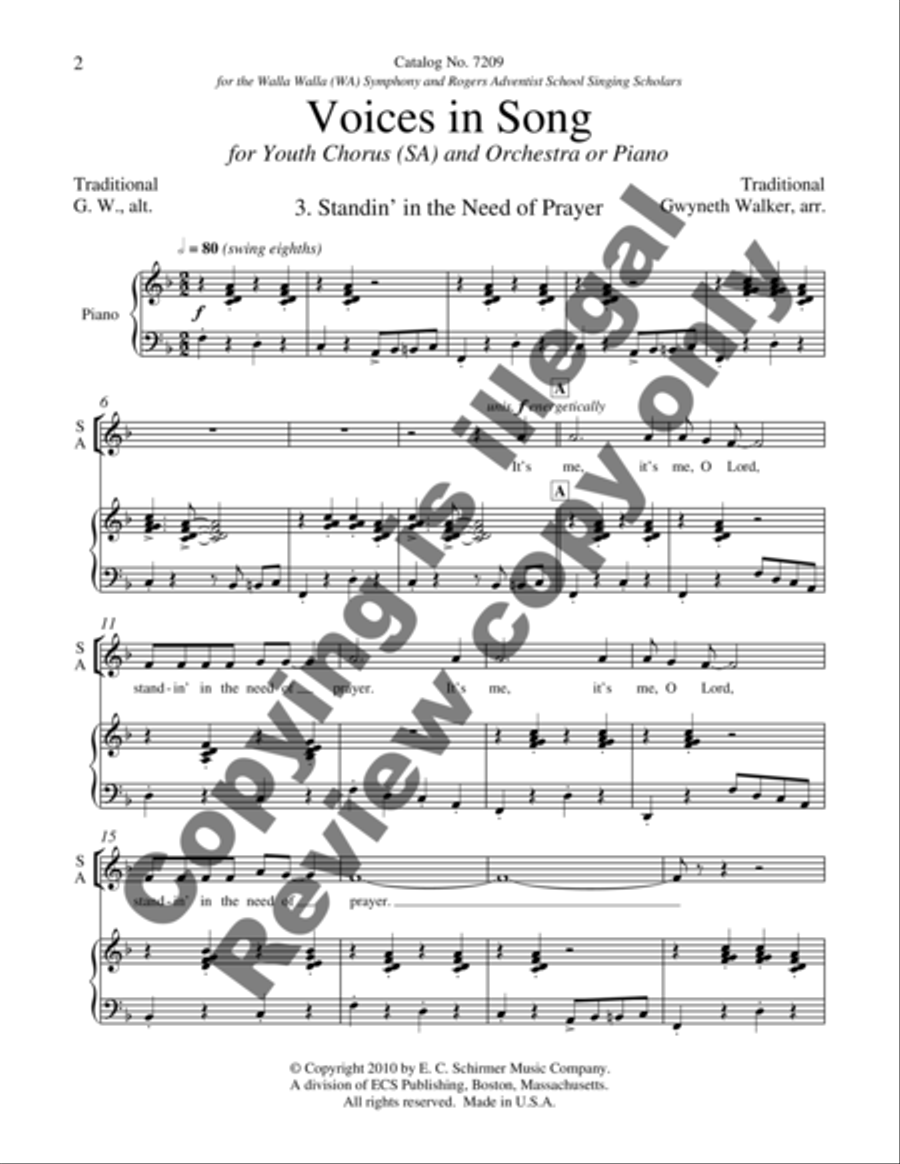 Voices in Song: 3. Standin' in the Need of Prayer SA scores gallery preview page 8