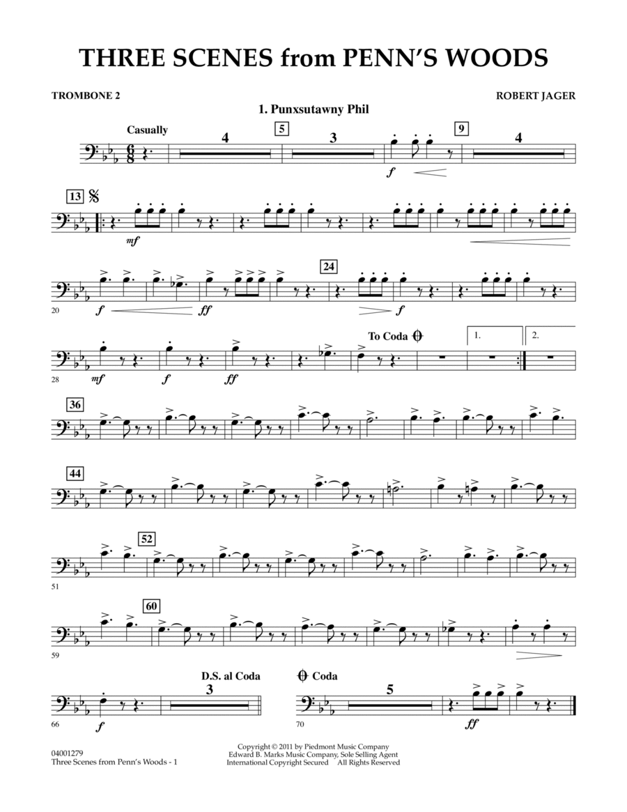 Three Scenes From Penn's Woods - Trombone 2 Concert Band scores gallery preview page 1