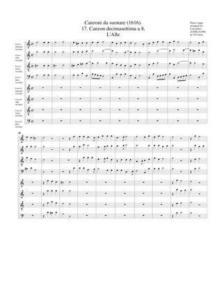 L'Alle a8 (Canzoni da suonare,1616, no.17) (arrangement for 8 recorders)