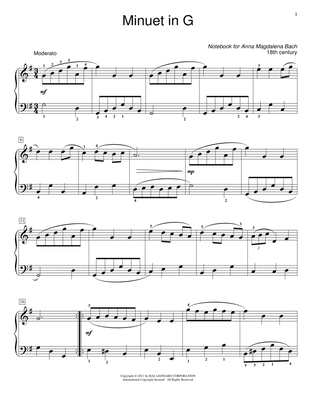 Book cover for Menuet In G Major, BWV App. 116