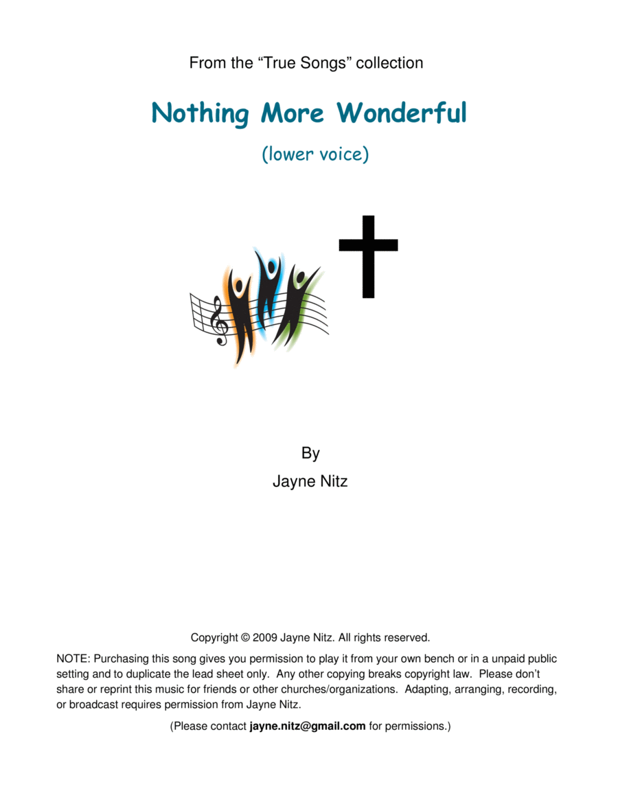 Nothing More Wonderful (low voice) Low Voice scores gallery preview page 1