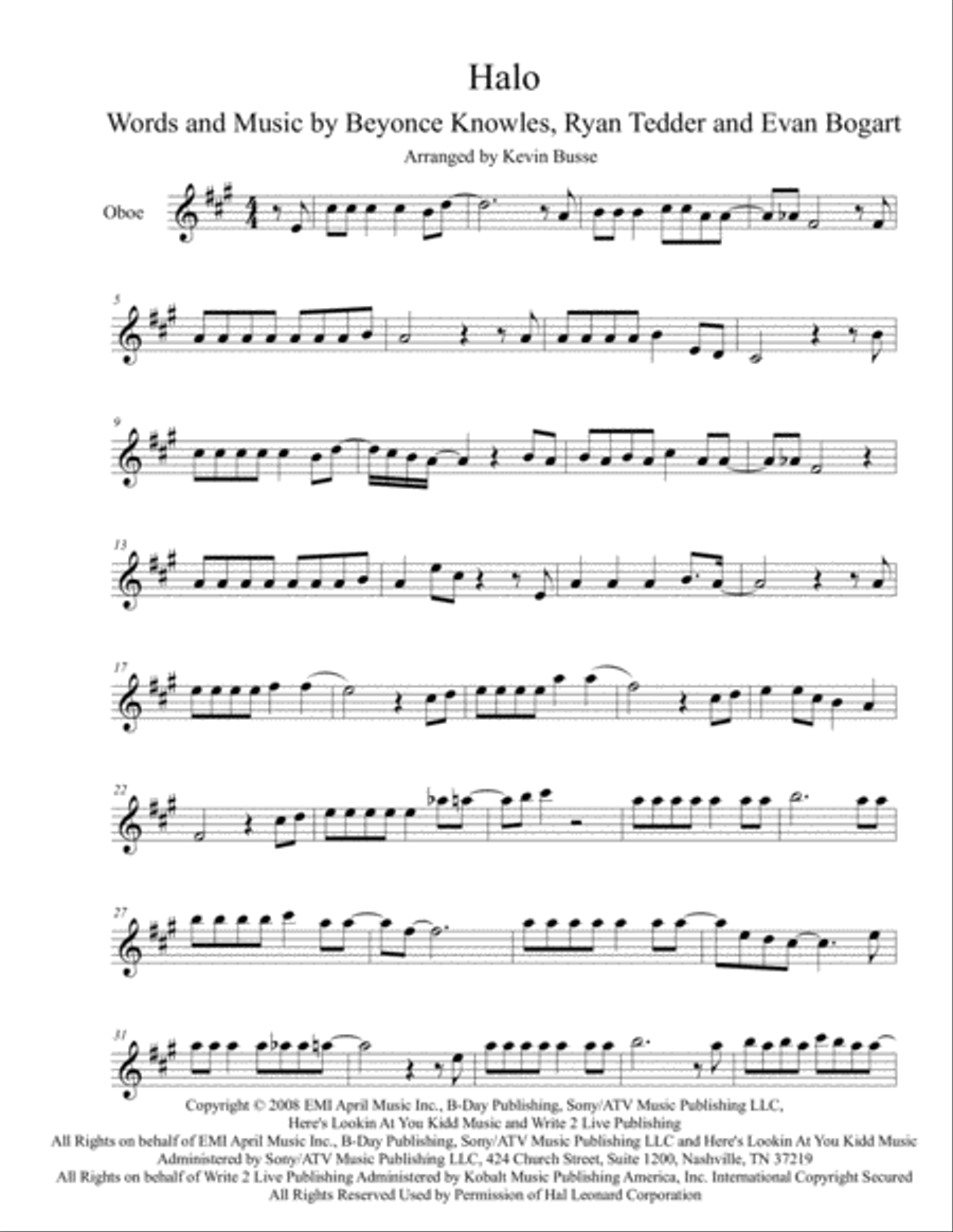 Halo Halo Oboe Solo scores gallery preview page 1