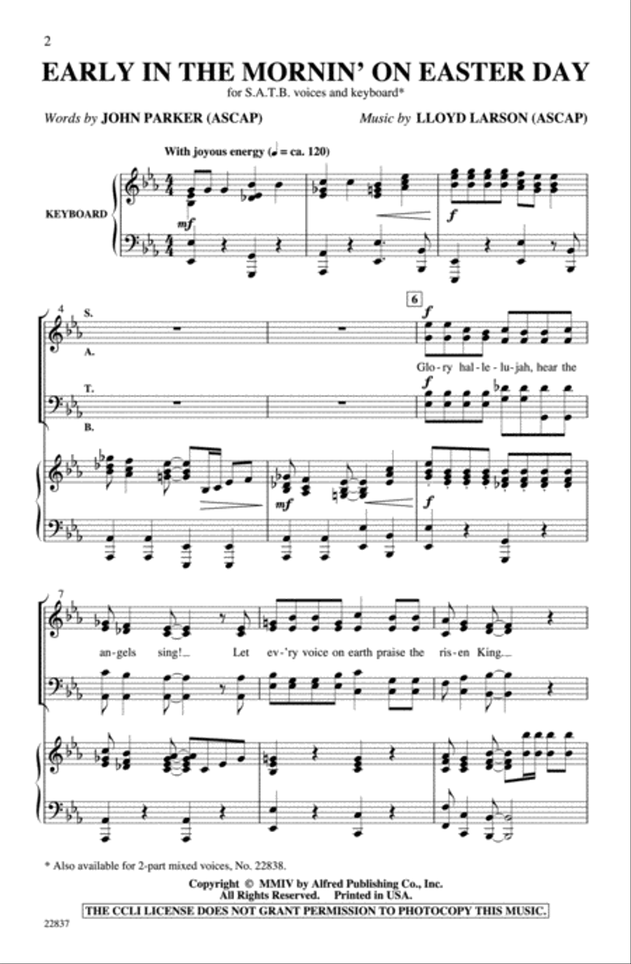 Early in the Mornin' on Easter Day 4-Part scores gallery preview page 2