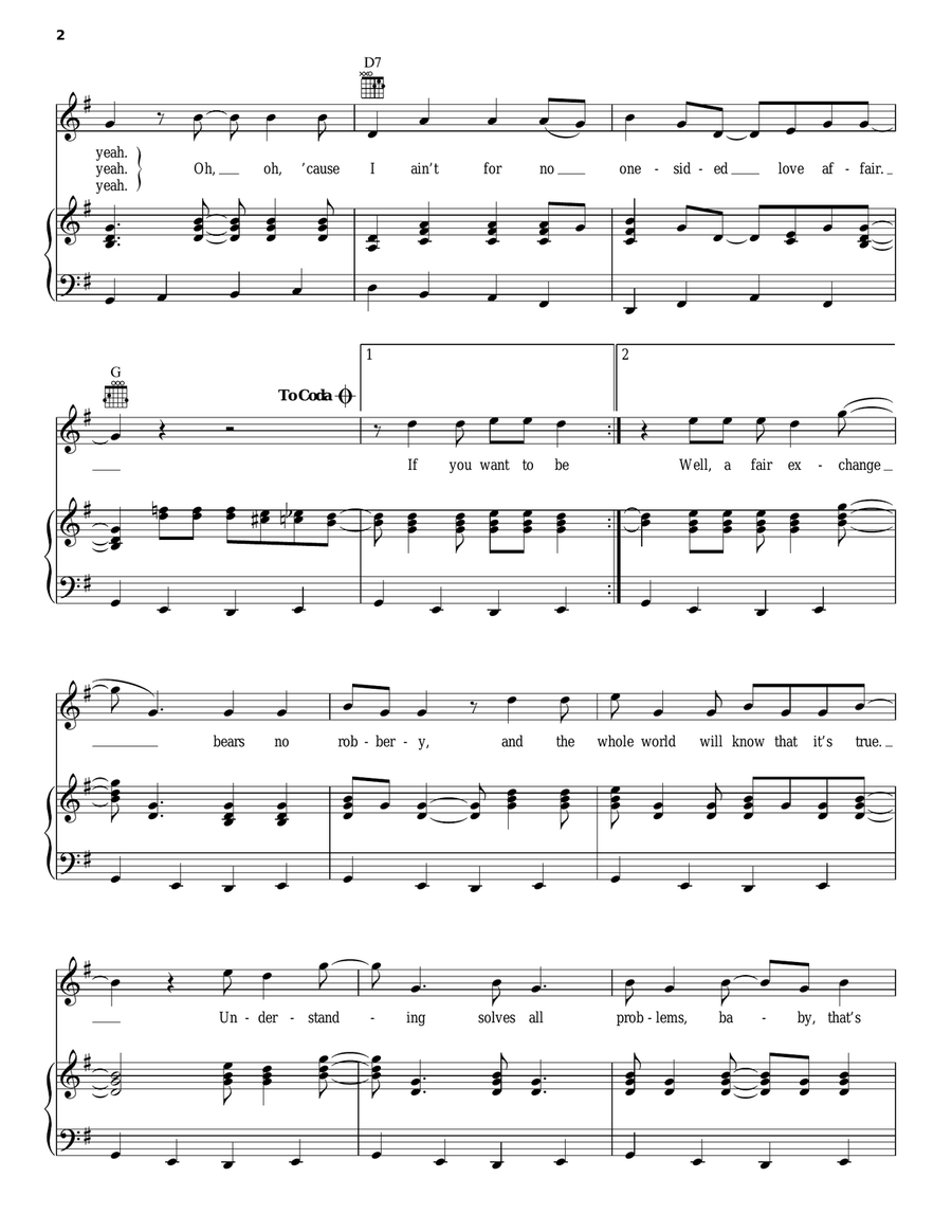 One-Sided Love Affair Piano, Vocal, Guitar scores gallery preview page 2