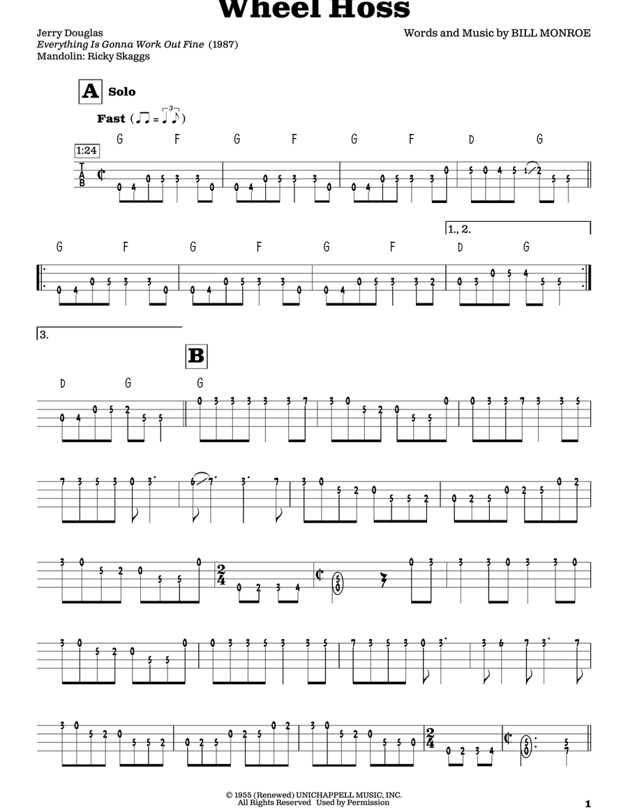 Wheel Hoss (arr. Fred Sokolow) Mandolin scores gallery preview page 1
